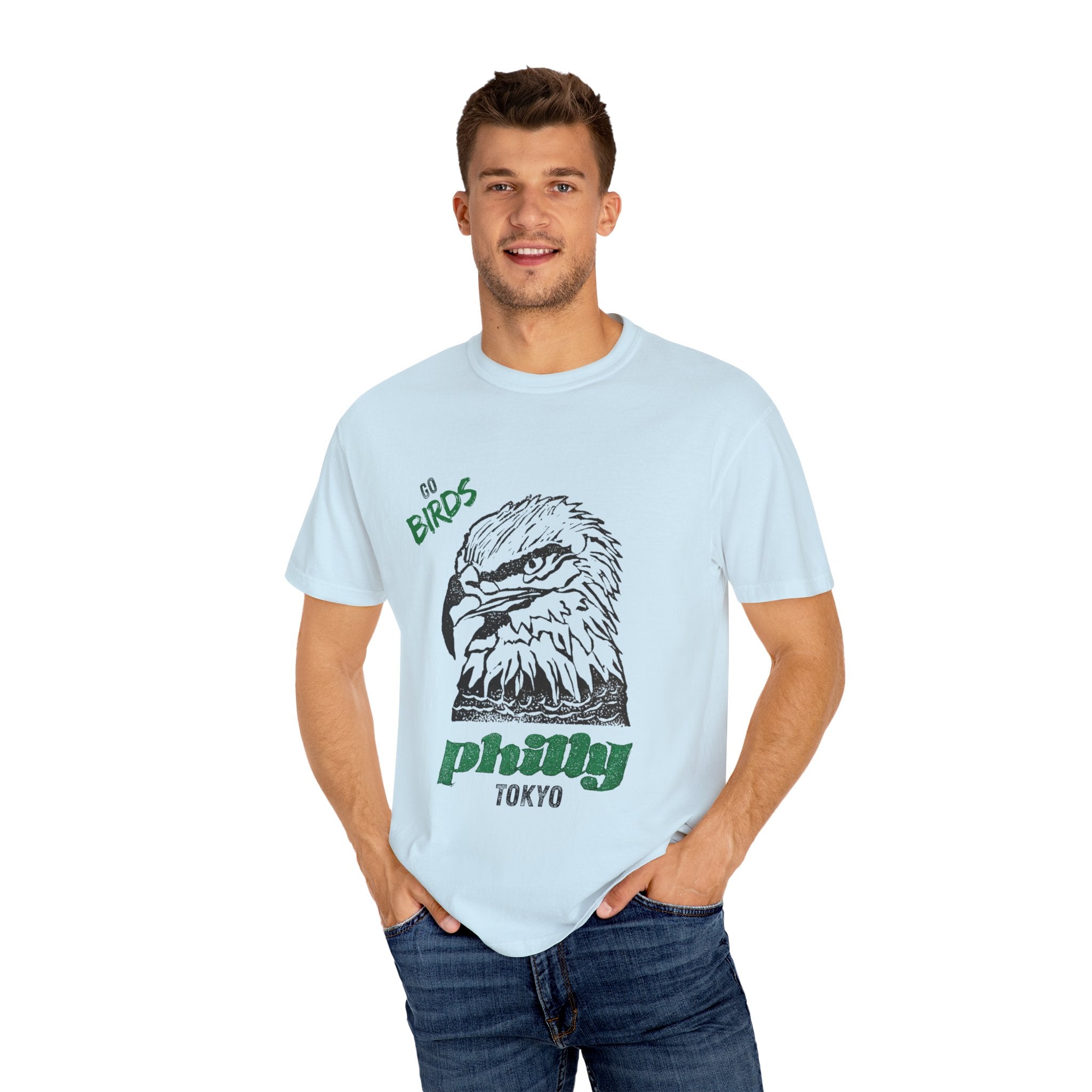Nihonbashi PHILLY TOKYO Unisex Garment-Dyed T-Shirt - 'Go Birds' Design By NAO