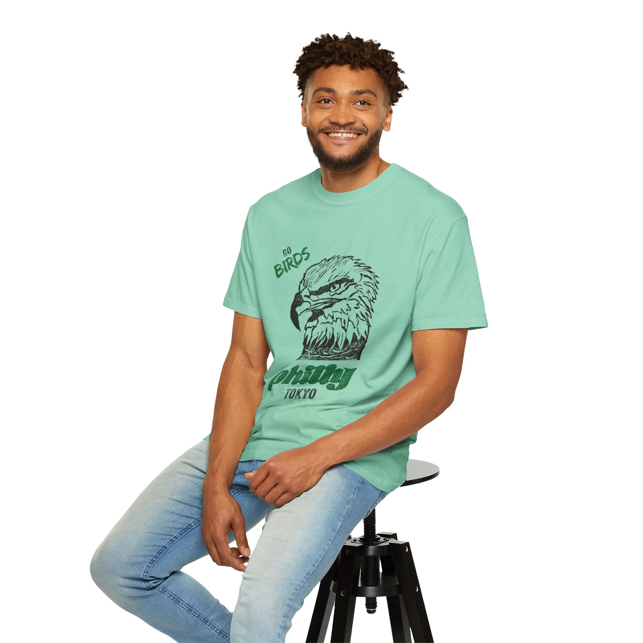 Nihonbashi PHILLY TOKYO Unisex Garment-Dyed T-Shirt - 'Go Birds' Design By NAO