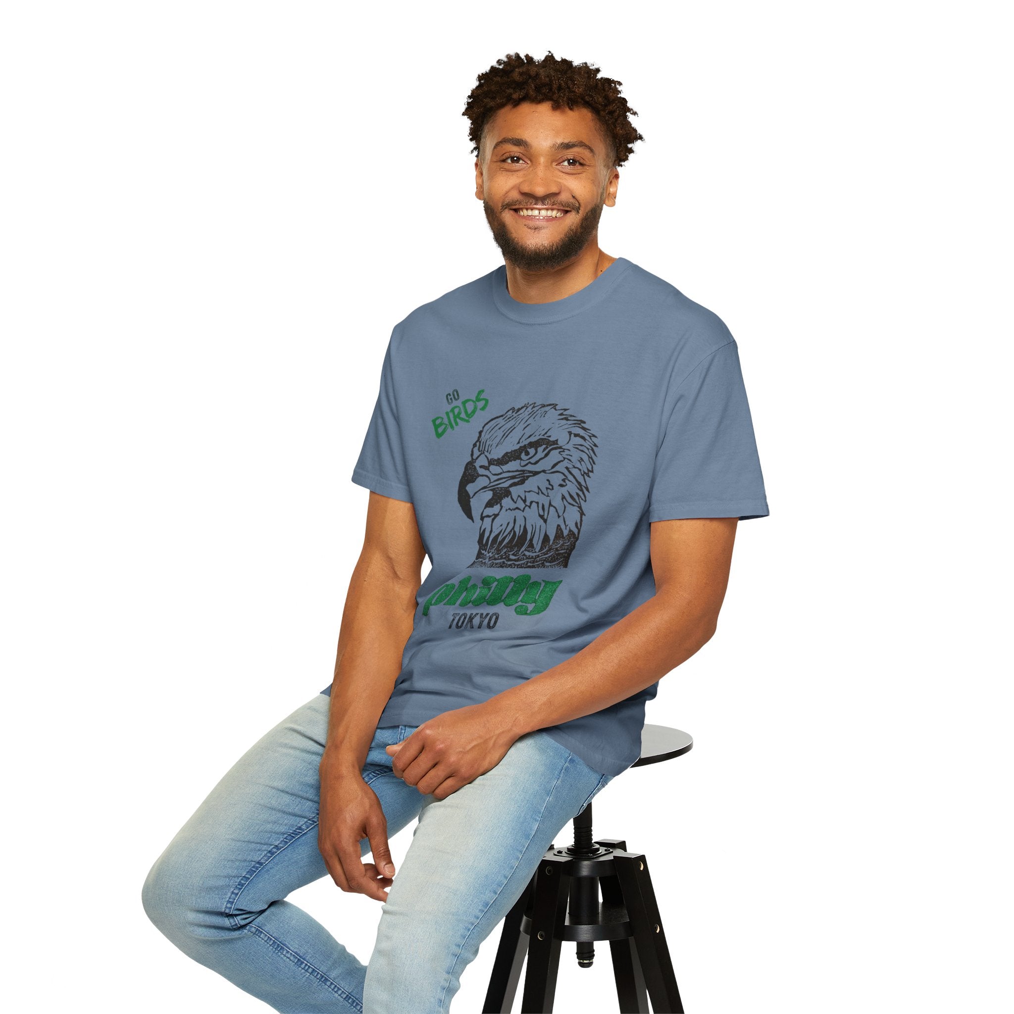 Nihonbashi PHILLY TOKYO Unisex Garment-Dyed T-Shirt - 'Go Birds' Design By NAO