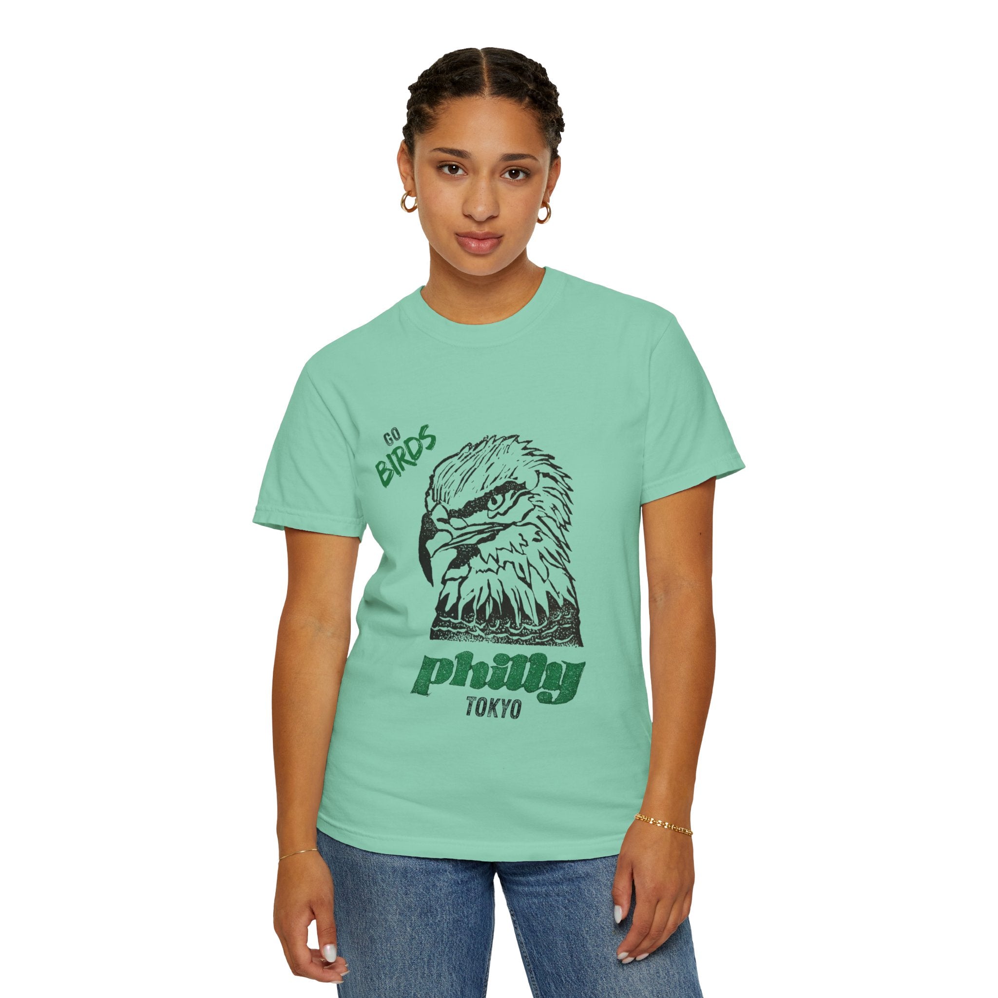 Nihonbashi PHILLY TOKYO Unisex Garment-Dyed T-Shirt - 'Go Birds' Design By NAO