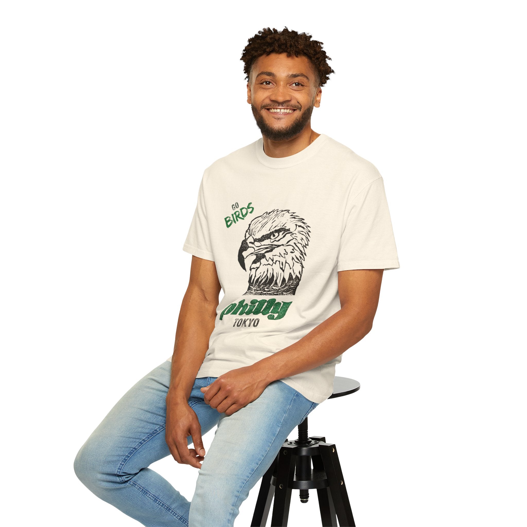 Nihonbashi PHILLY TOKYO Unisex Garment-Dyed T-Shirt - 'Go Birds' Design By NAO