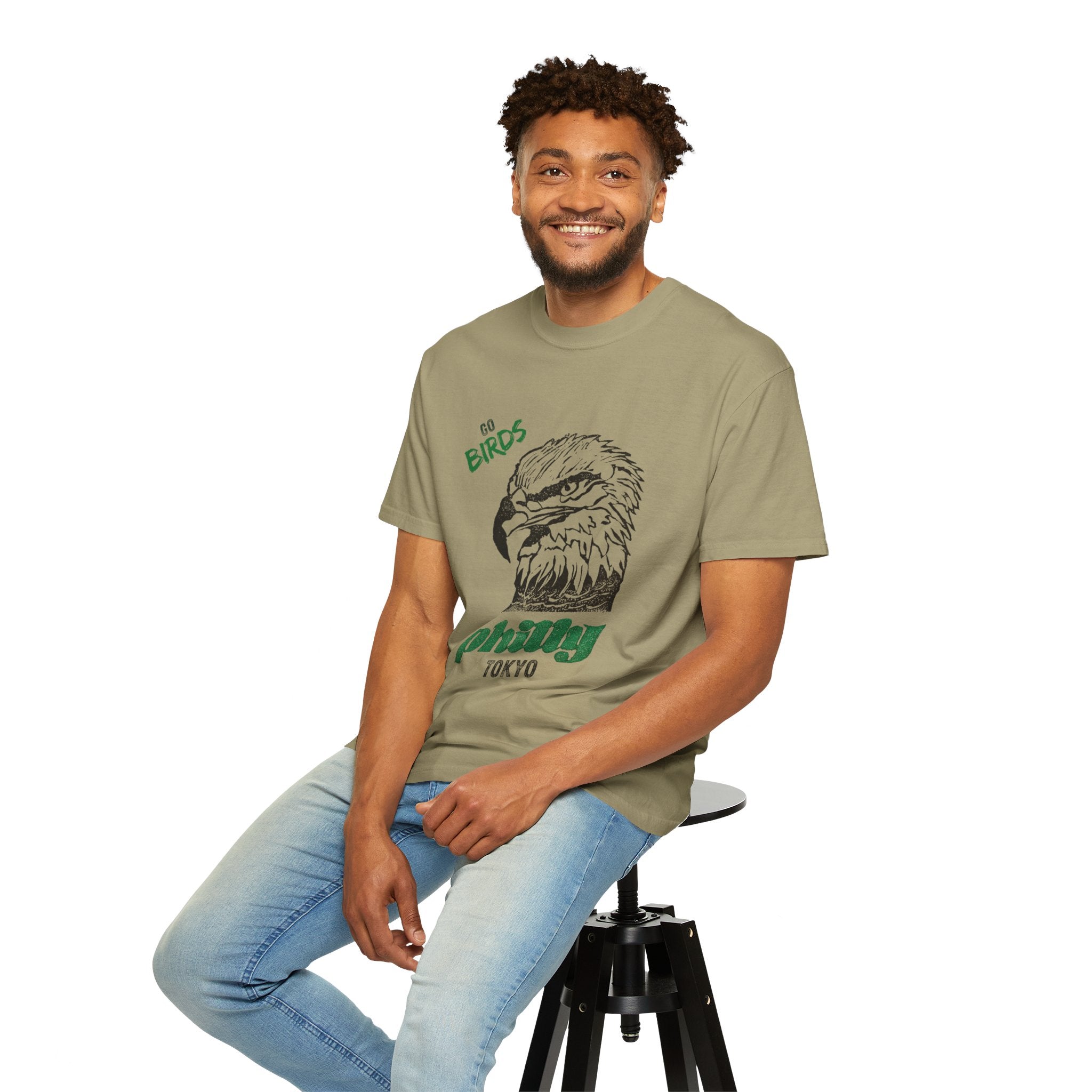 Nihonbashi PHILLY TOKYO Unisex Garment-Dyed T-Shirt - 'Go Birds' Design By NAO