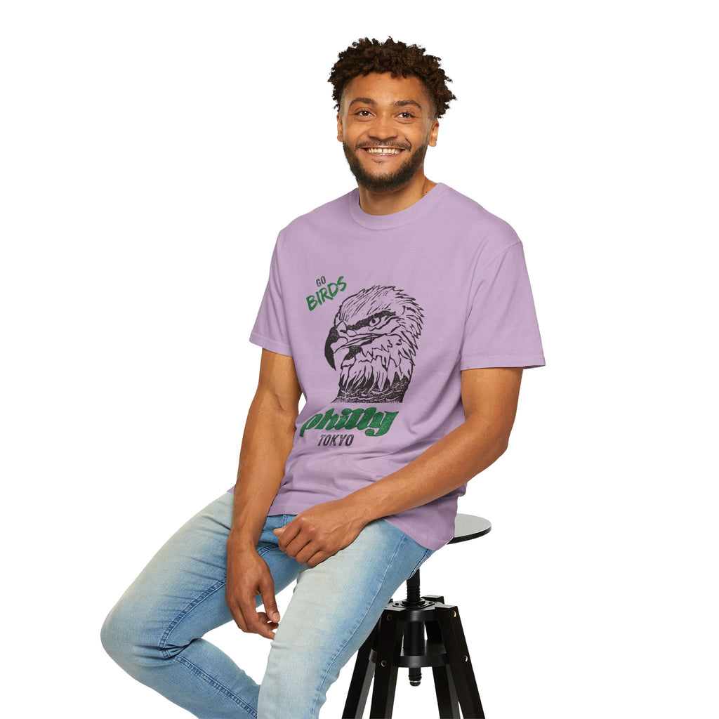 Nihonbashi PHILLY TOKYO Unisex Garment-Dyed T-Shirt - 'Go Birds' Design By NAO