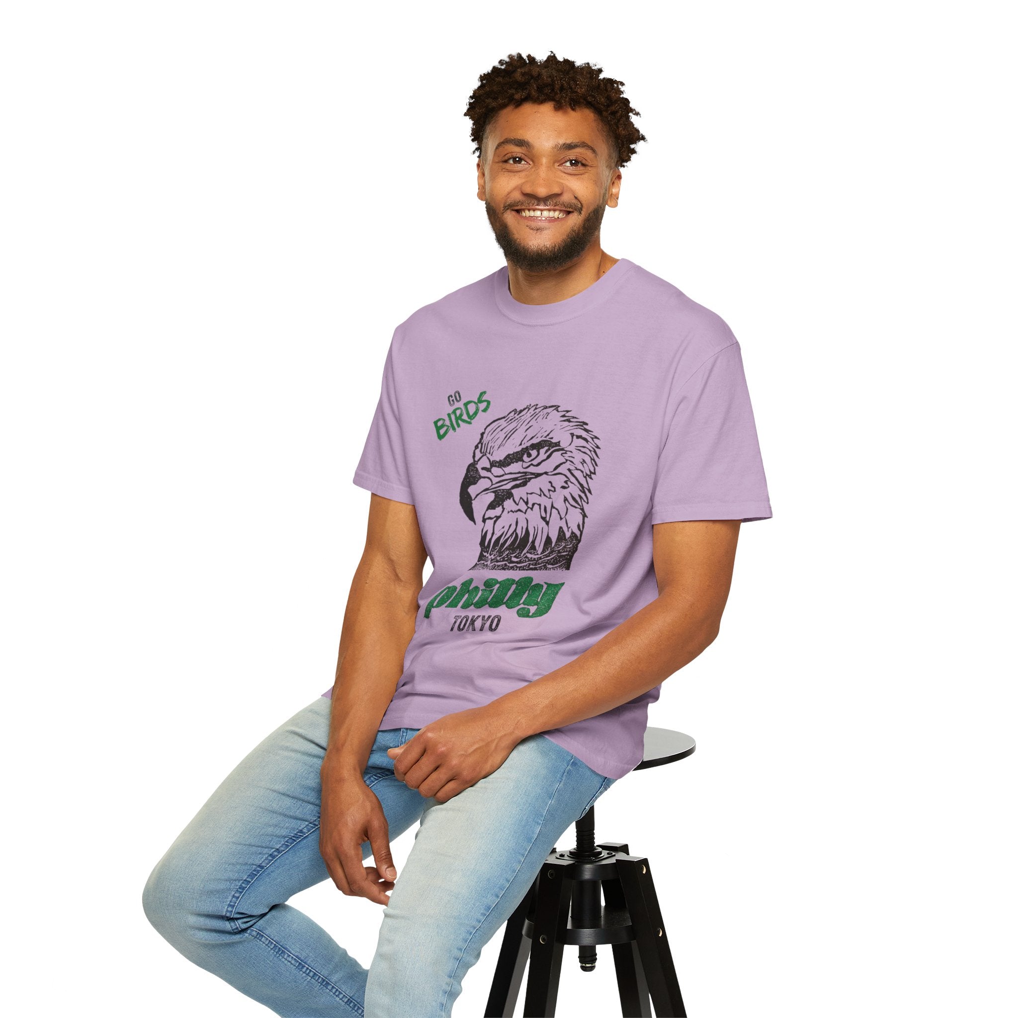Nihonbashi PHILLY TOKYO Unisex Garment-Dyed T-Shirt - 'Go Birds' Design By NAO
