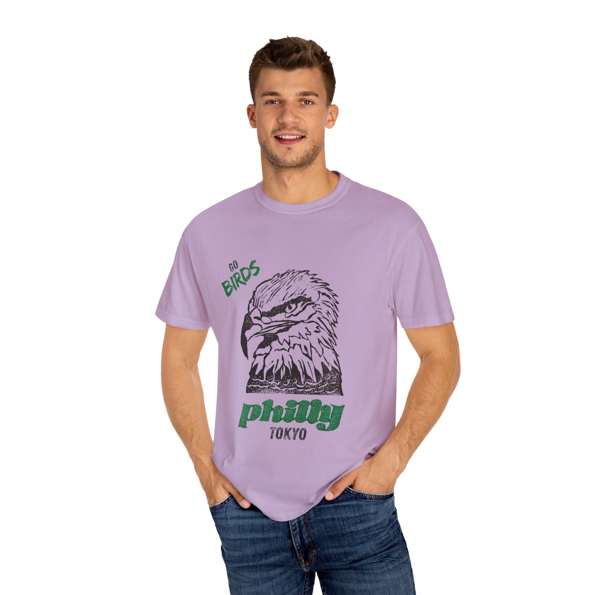 Nihonbashi PHILLY TOKYO Unisex Garment-Dyed T-Shirt - 'Go Birds' Design By NAO