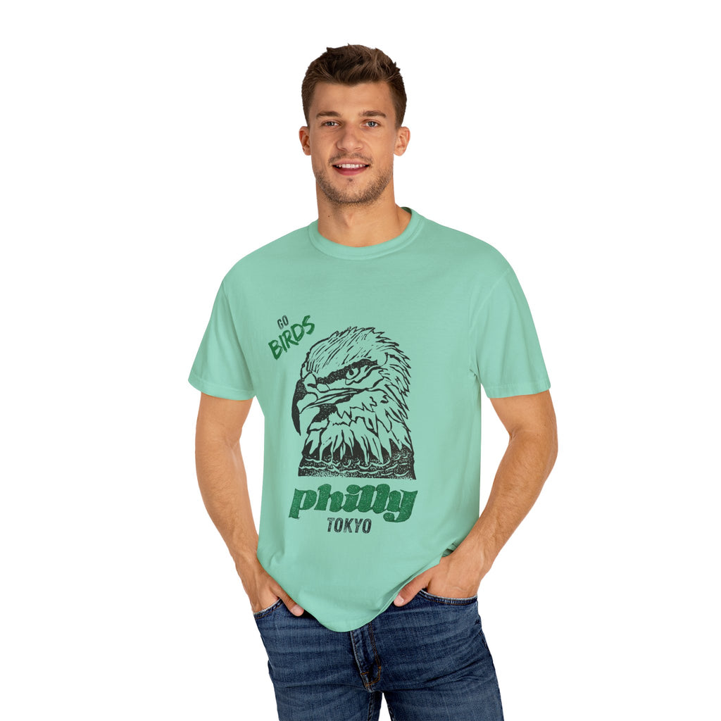 Nihonbashi PHILLY TOKYO Unisex Garment-Dyed T-Shirt - 'Go Birds' Design By NAO