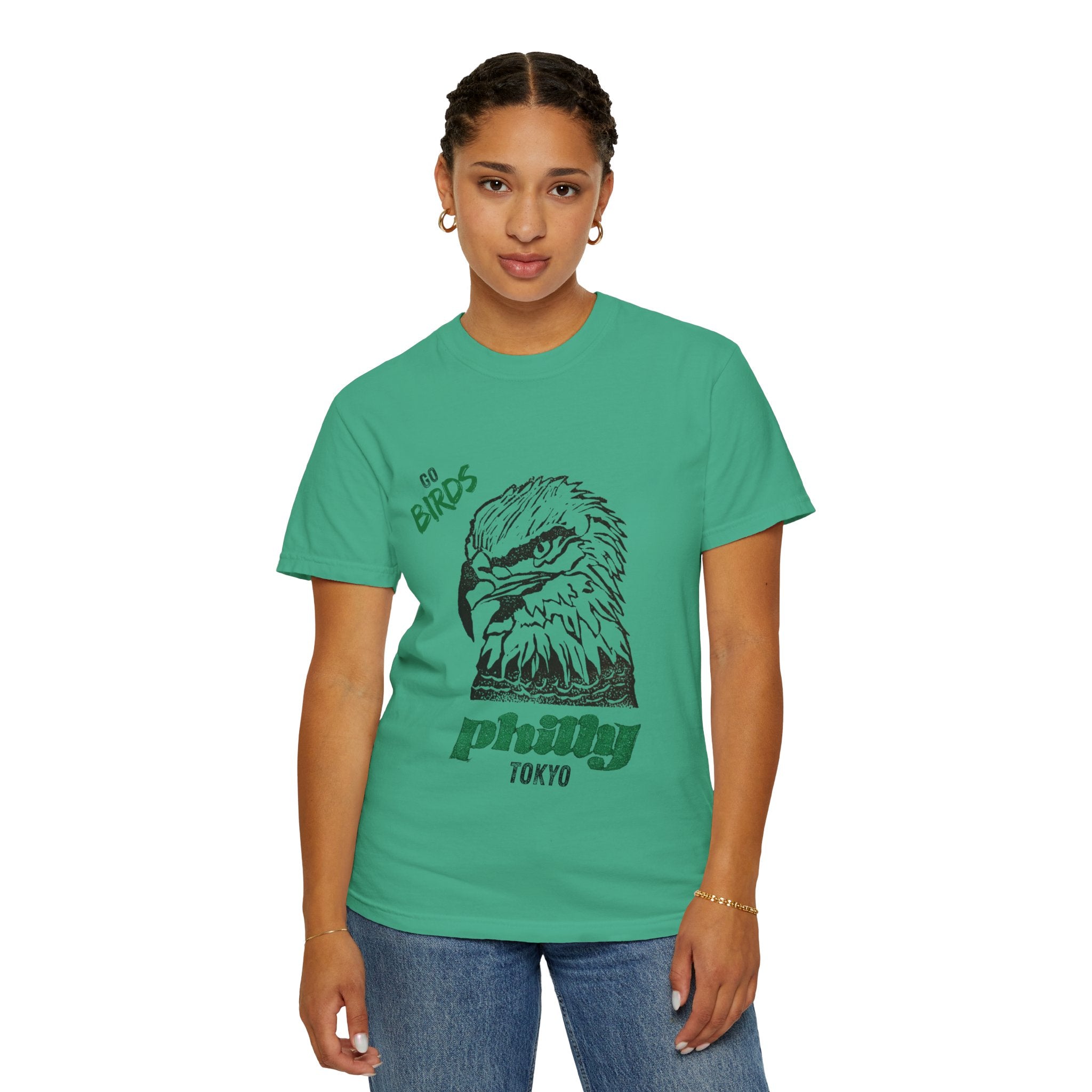 Nihonbashi PHILLY TOKYO Unisex Garment-Dyed T-Shirt - 'Go Birds' Design By NAO