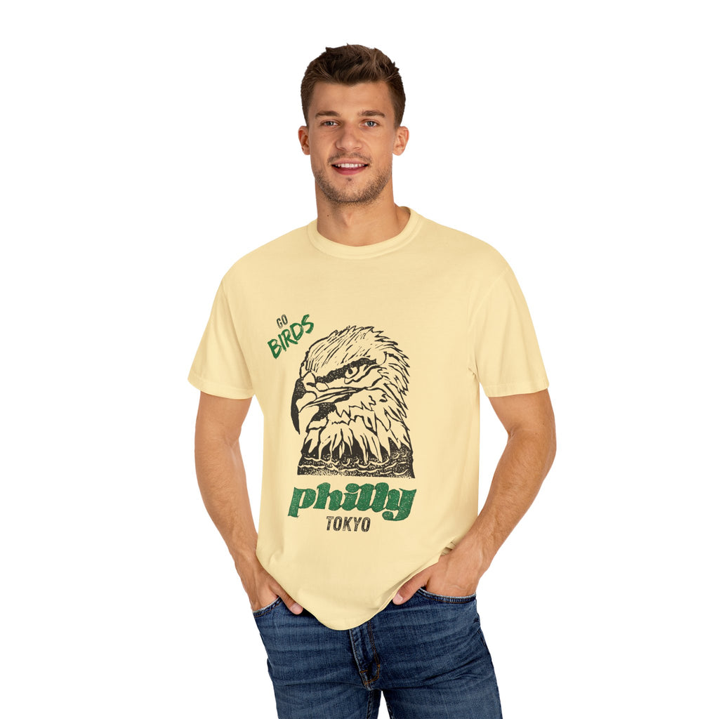 Nihonbashi PHILLY TOKYO Unisex Garment-Dyed T-Shirt - 'Go Birds' Design By NAO