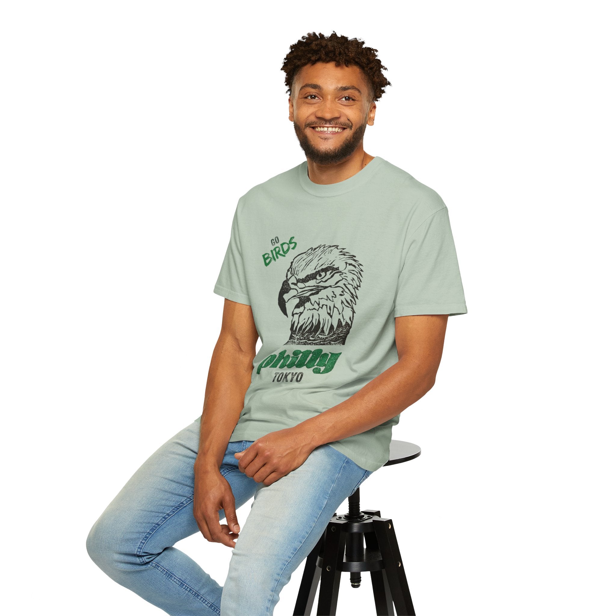 Nihonbashi PHILLY TOKYO Unisex Garment-Dyed T-Shirt - 'Go Birds' Design By NAO