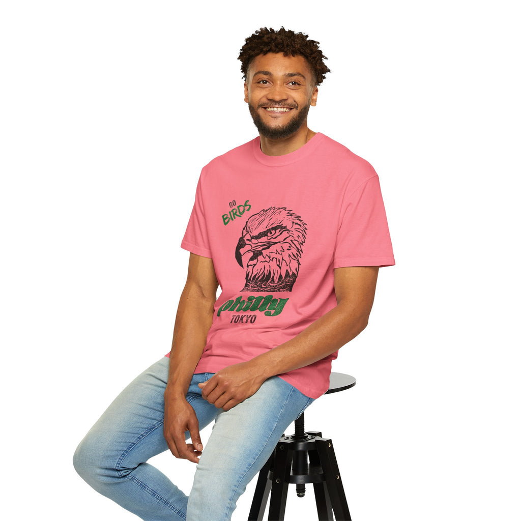 Nihonbashi PHILLY TOKYO Unisex Garment-Dyed T-Shirt - 'Go Birds' Design By NAO
