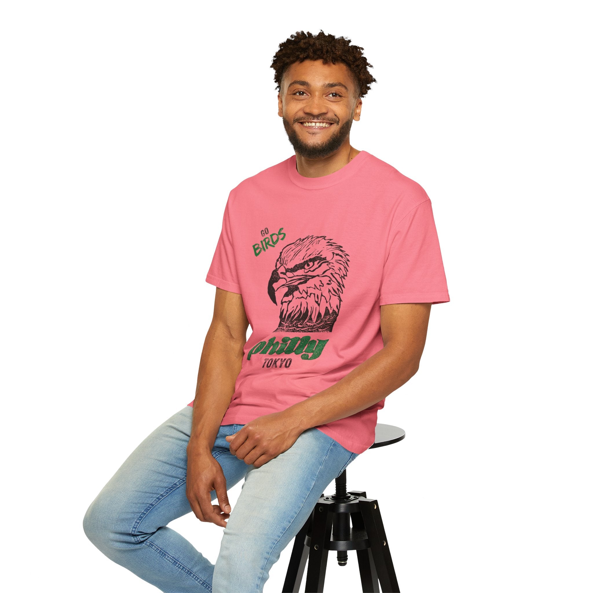 Nihonbashi PHILLY TOKYO Unisex Garment-Dyed T-Shirt - 'Go Birds' Design By NAO