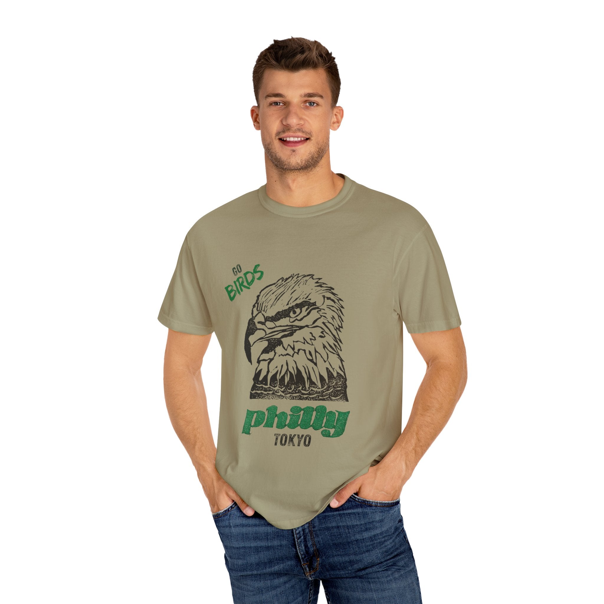 Nihonbashi PHILLY TOKYO Unisex Garment-Dyed T-Shirt - 'Go Birds' Design By NAO
