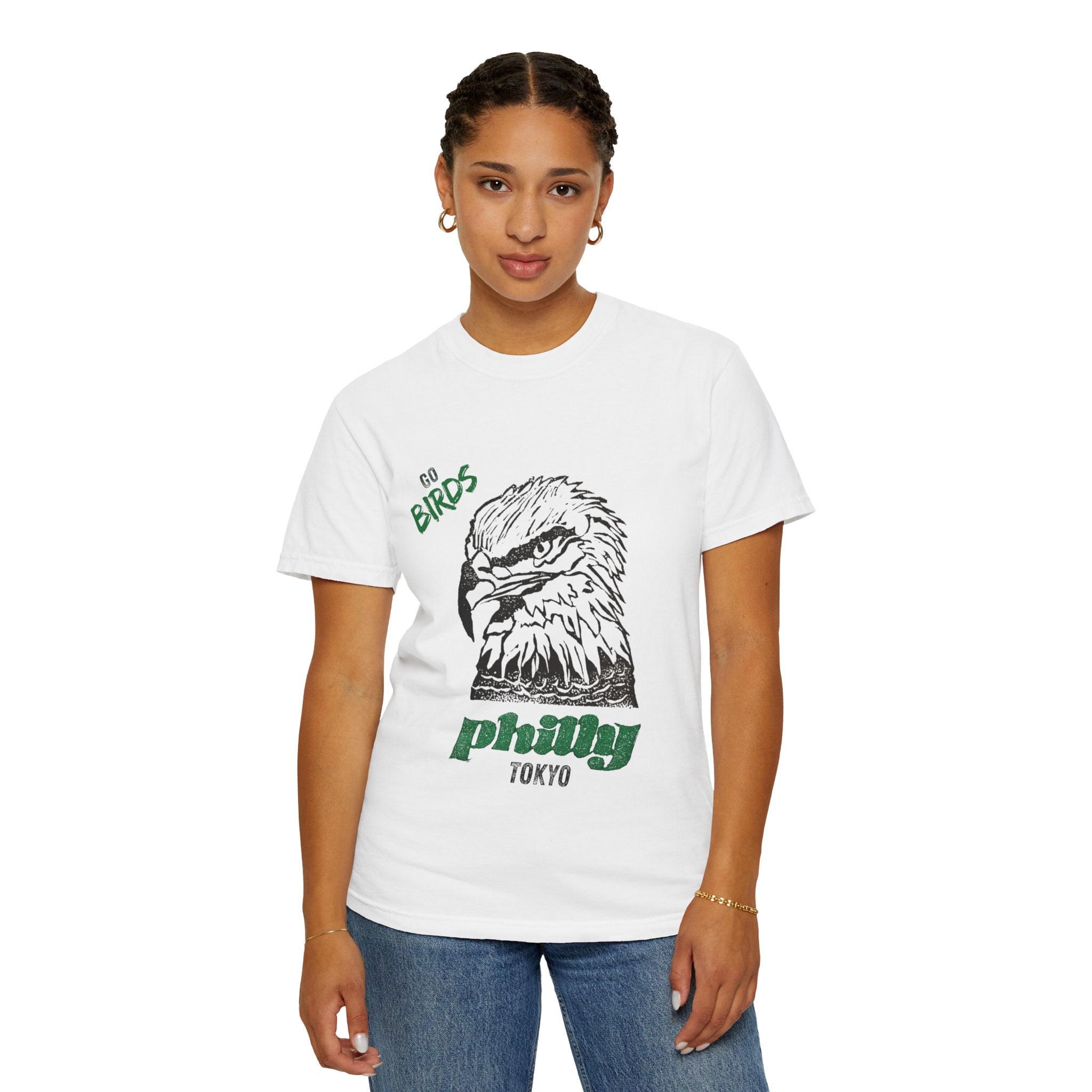 Nihonbashi PHILLY TOKYO Unisex Garment-Dyed T-Shirt - 'Go Birds' Design By NAO