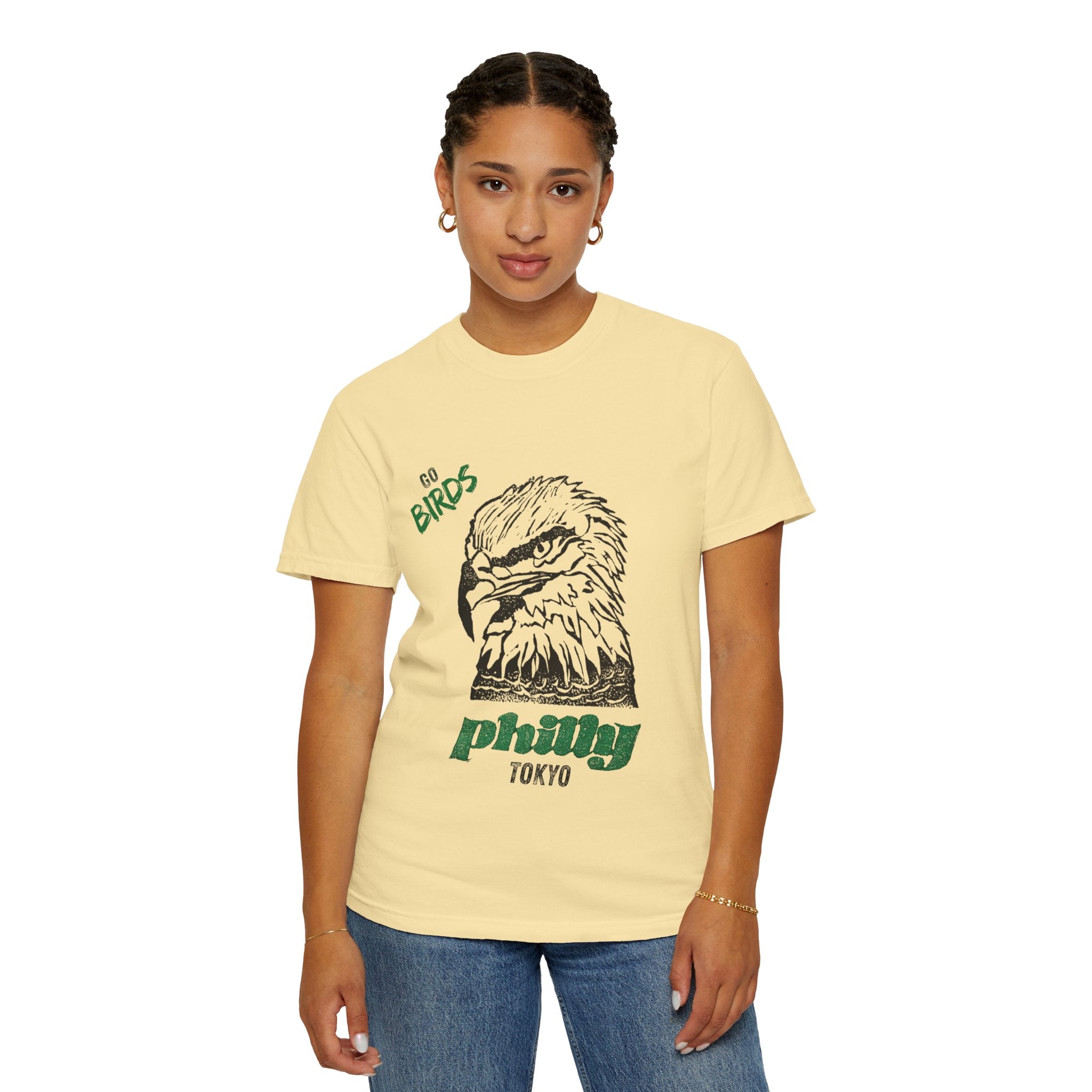 Nihonbashi PHILLY TOKYO Unisex Garment-Dyed T-Shirt - 'Go Birds' Design By NAO