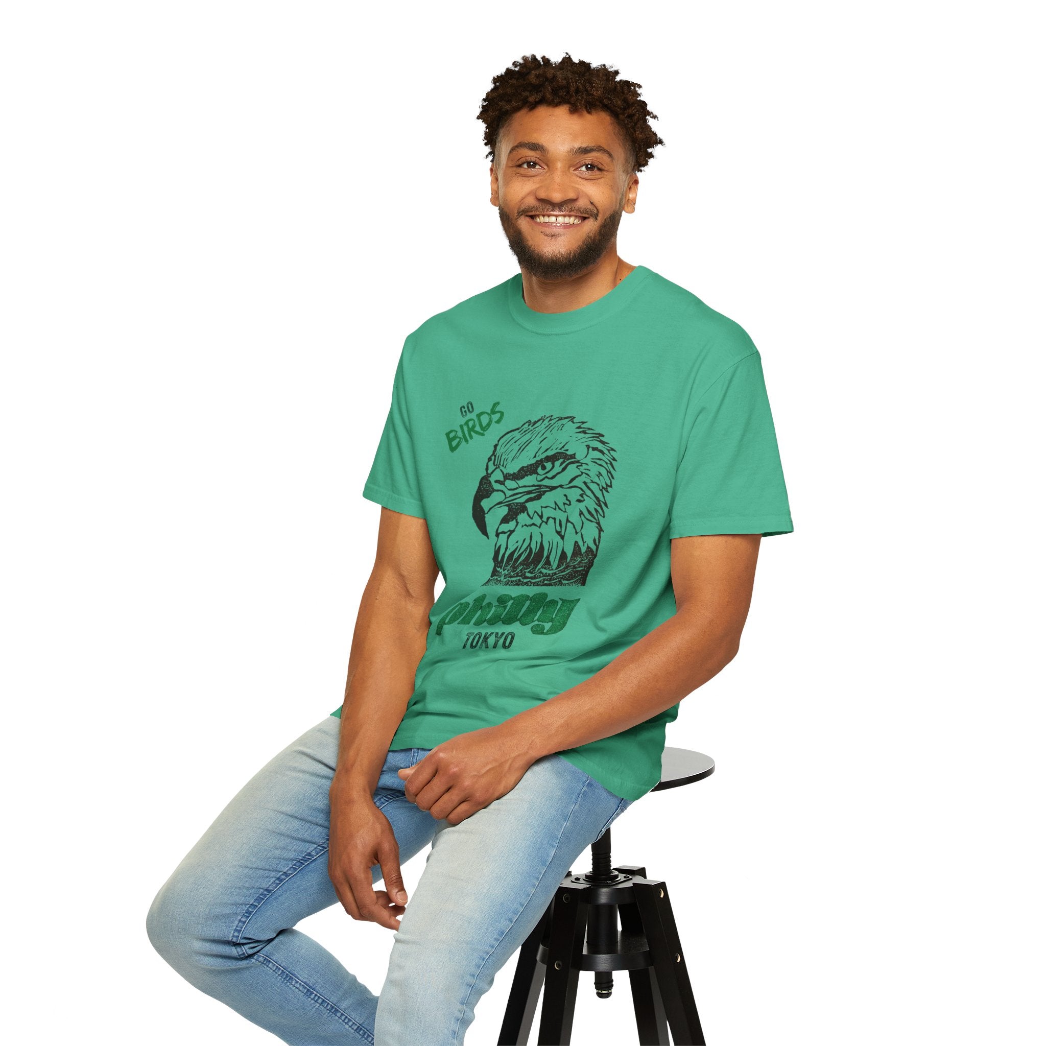 Nihonbashi PHILLY TOKYO Unisex Garment-Dyed T-Shirt - 'Go Birds' Design By NAO
