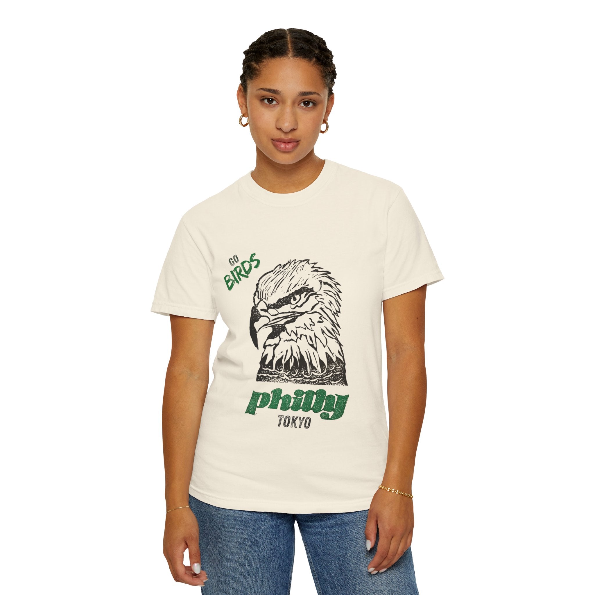 Nihonbashi PHILLY TOKYO Unisex Garment-Dyed T-Shirt - 'Go Birds' Design By NAO