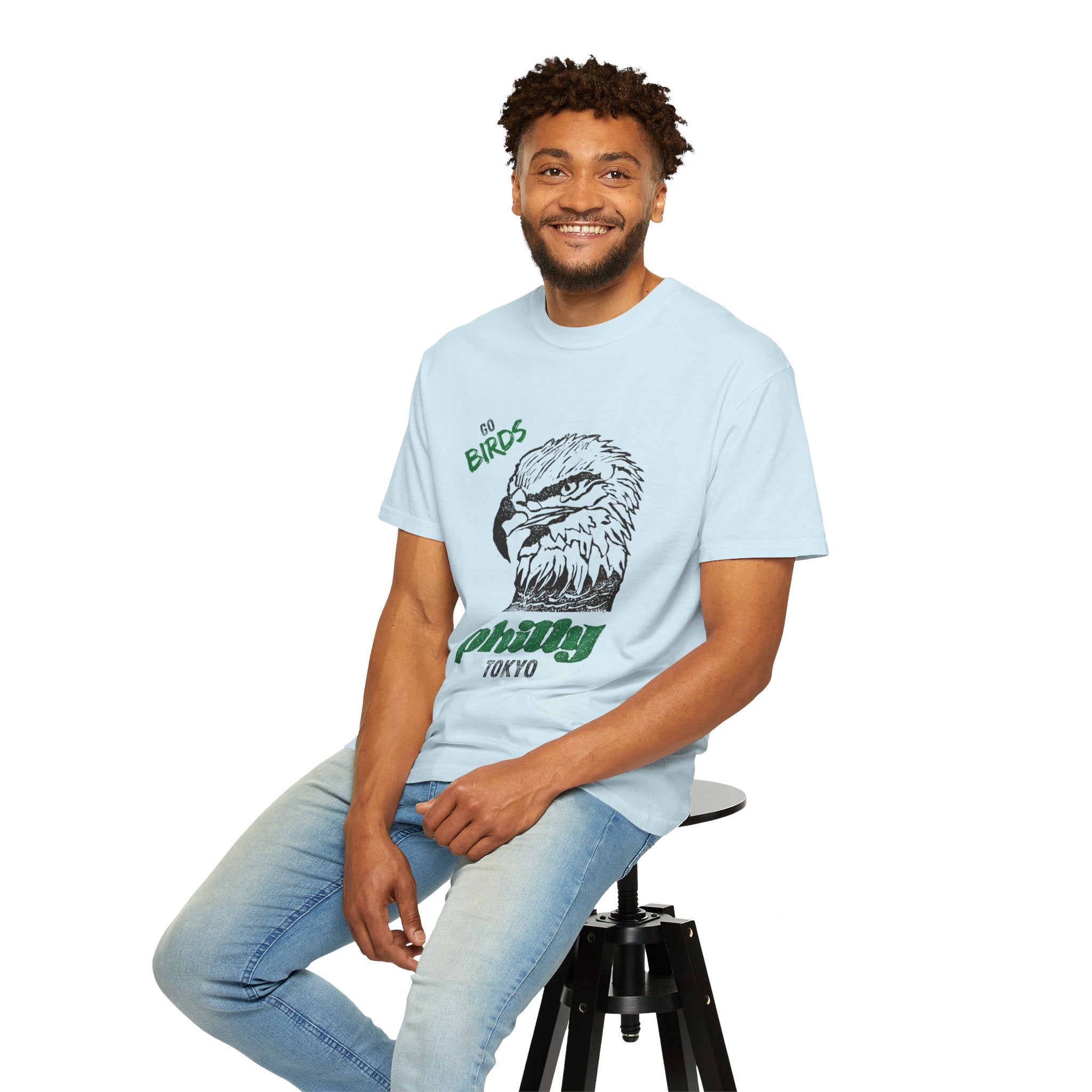 Nihonbashi PHILLY TOKYO Unisex Garment-Dyed T-Shirt - 'Go Birds' Design By NAO