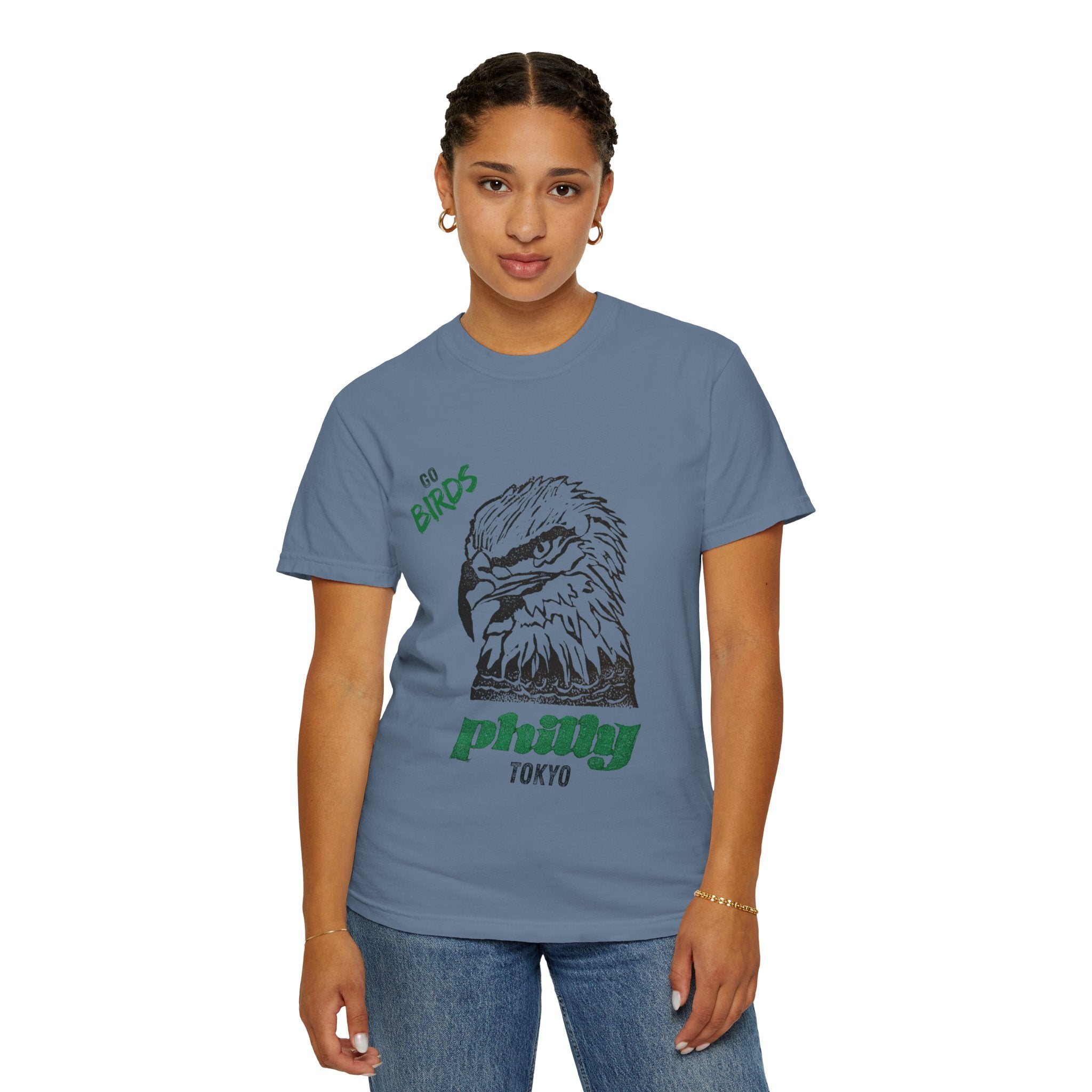 Nihonbashi PHILLY TOKYO Unisex Garment-Dyed T-Shirt - 'Go Birds' Design By NAO