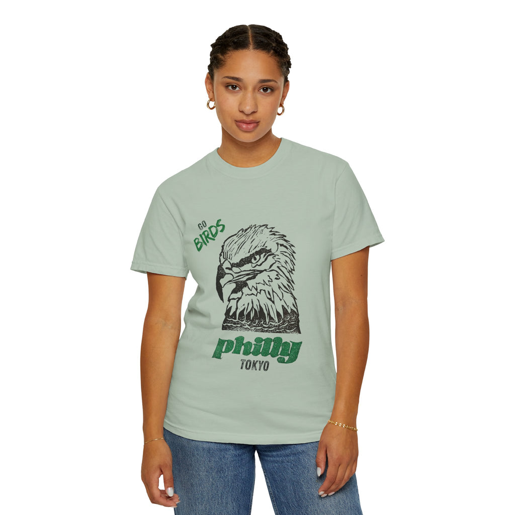 Nihonbashi PHILLY TOKYO Unisex Garment-Dyed T-Shirt - 'Go Birds' Design By NAO