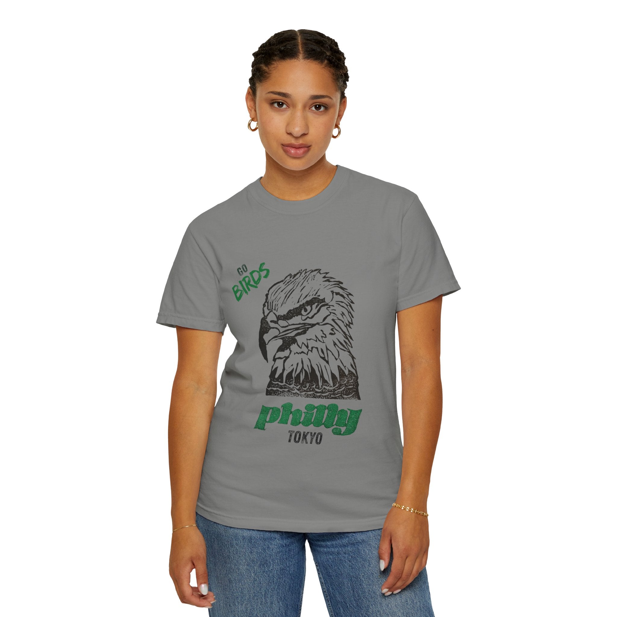 Nihonbashi PHILLY TOKYO Unisex Garment-Dyed T-Shirt - 'Go Birds' Design By NAO