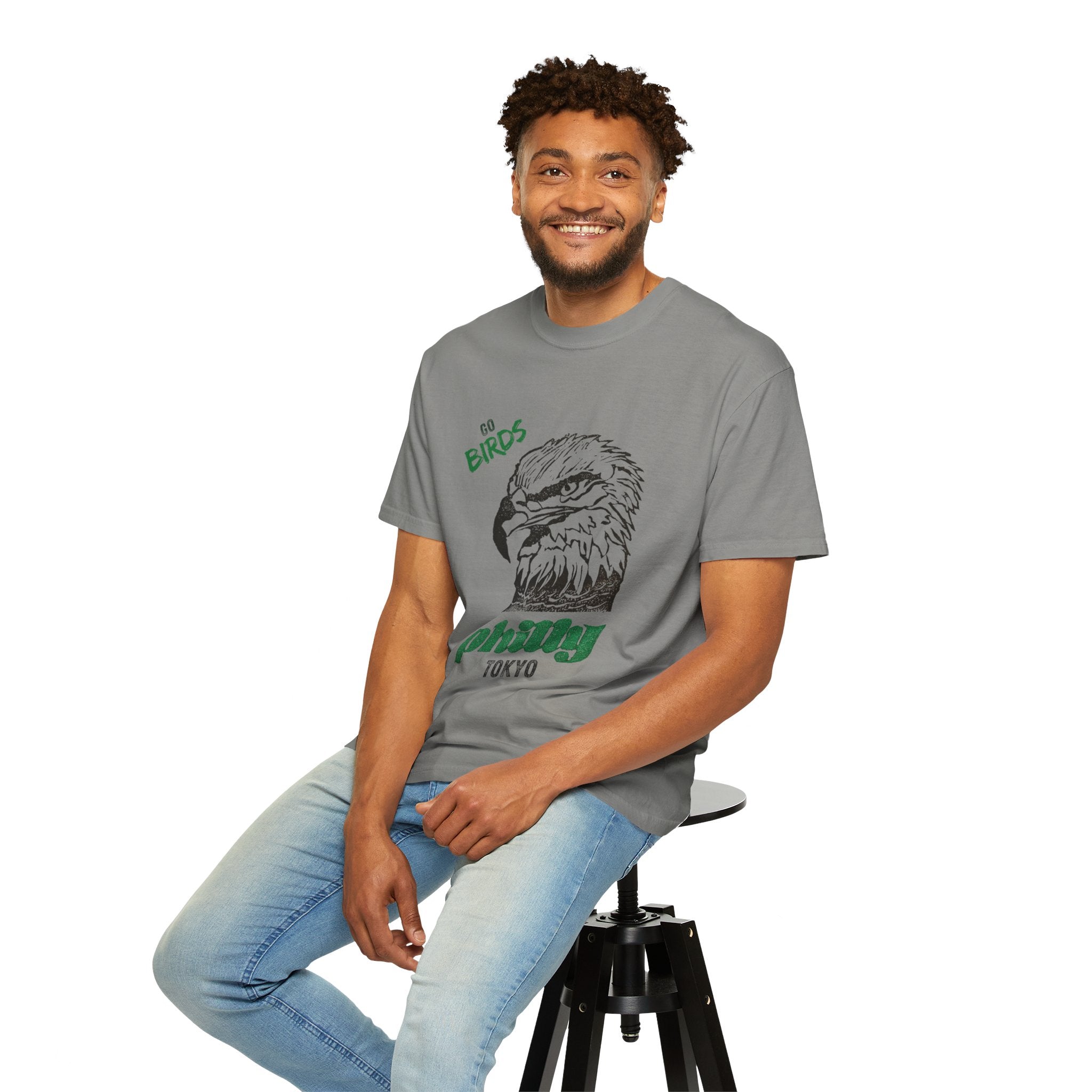 Nihonbashi PHILLY TOKYO Unisex Garment-Dyed T-Shirt - 'Go Birds' Design By NAO
