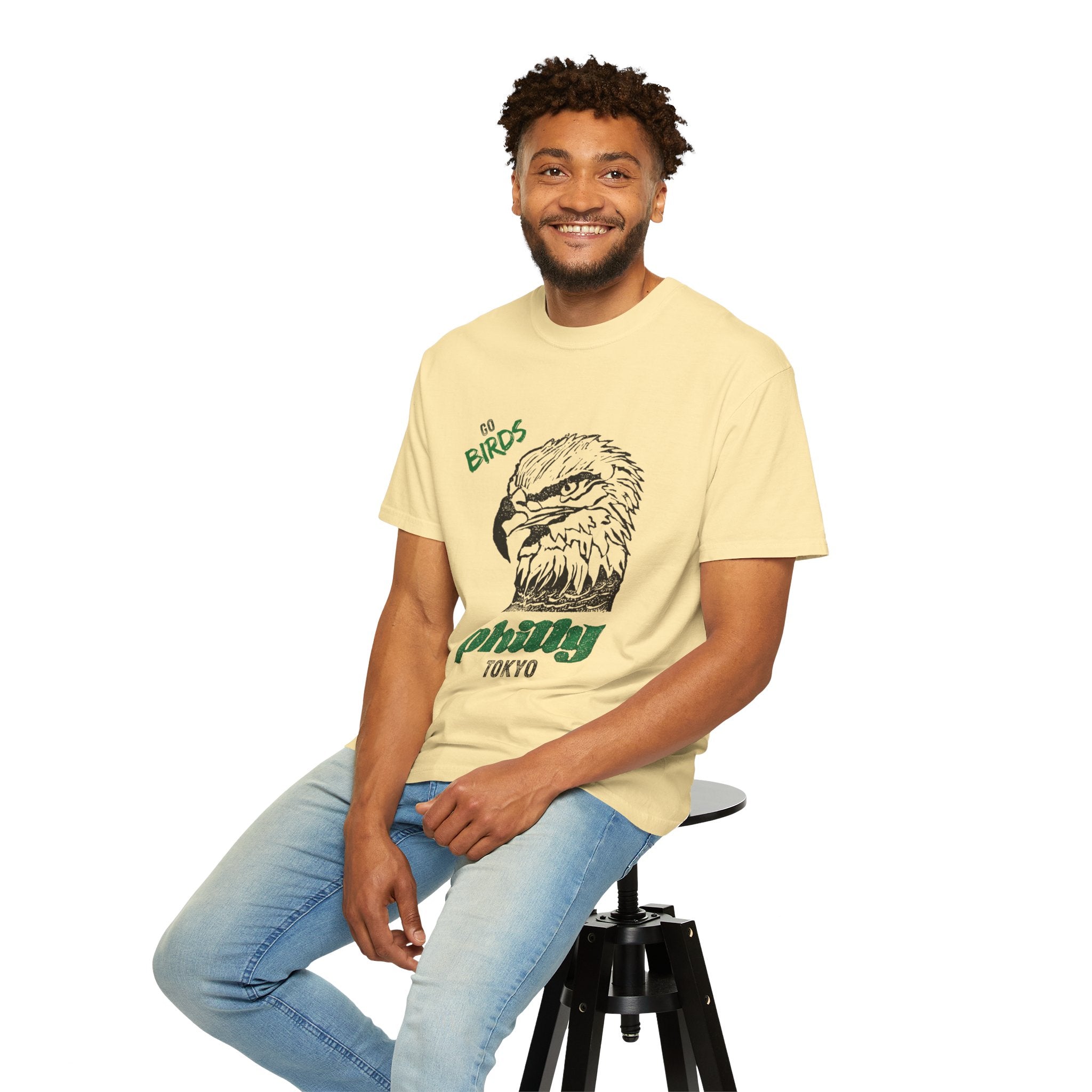 Nihonbashi PHILLY TOKYO Unisex Garment-Dyed T-Shirt - 'Go Birds' Design By NAO