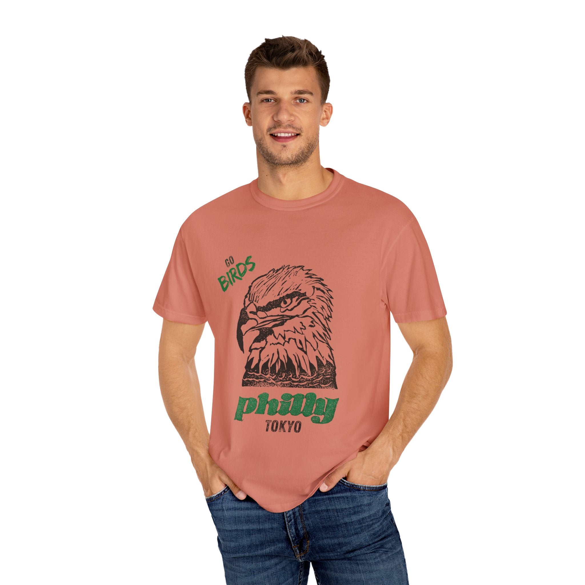 Nihonbashi PHILLY TOKYO Unisex Garment-Dyed T-Shirt - 'Go Birds' Design By NAO