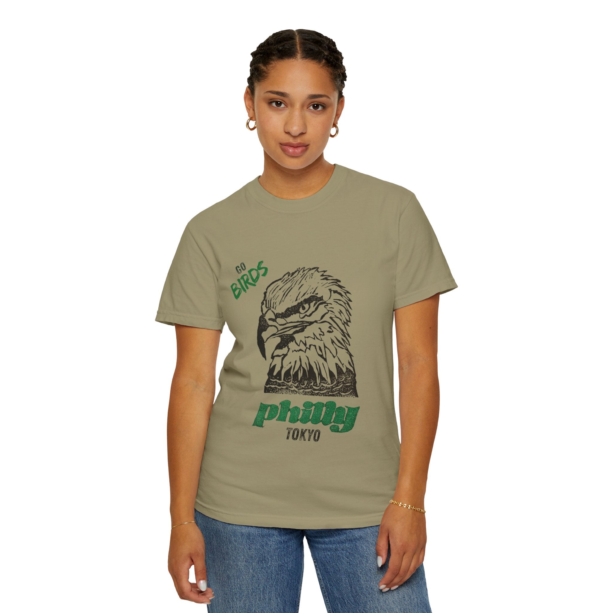 Nihonbashi PHILLY TOKYO Unisex Garment-Dyed T-Shirt - 'Go Birds' Design By NAO