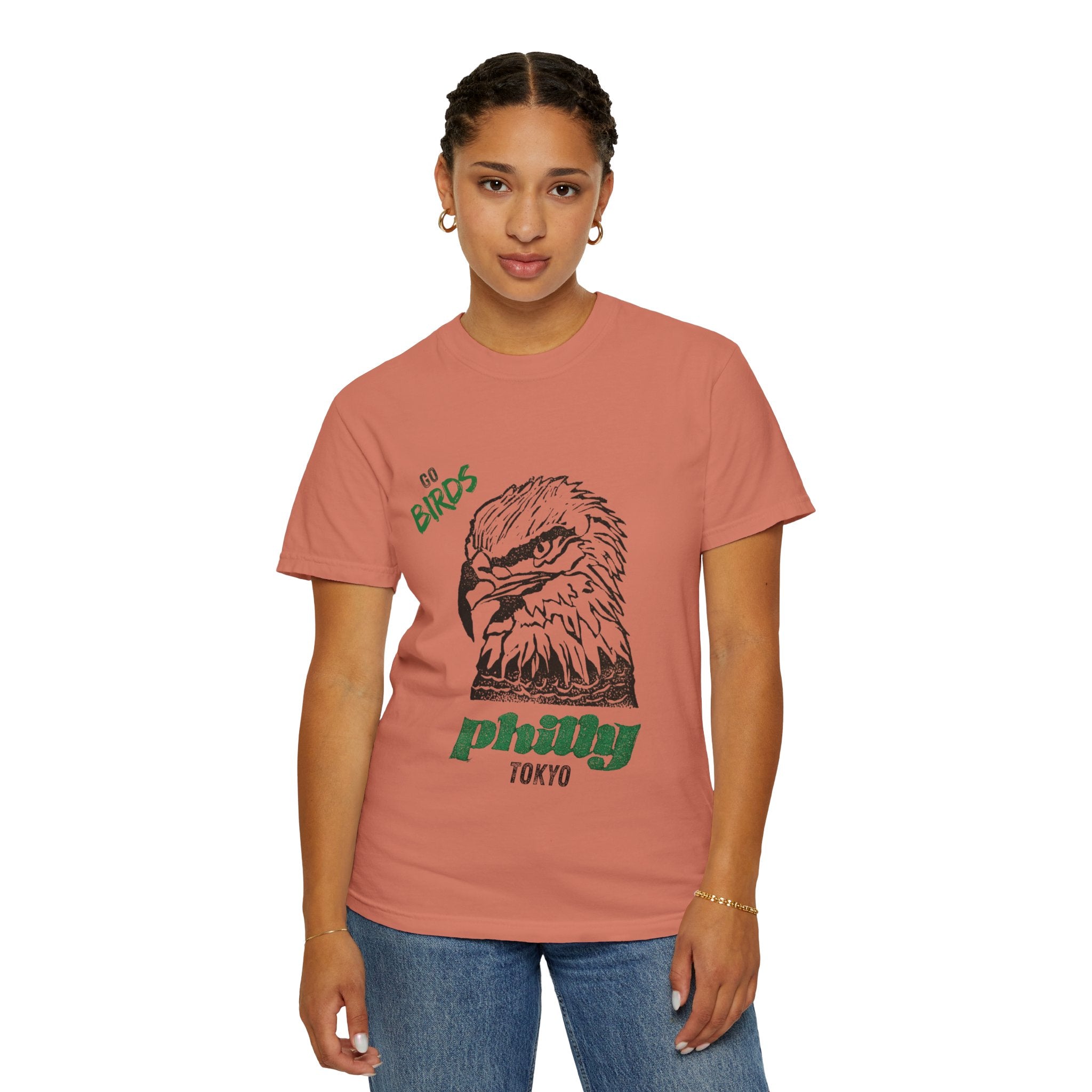 Nihonbashi PHILLY TOKYO Unisex Garment-Dyed T-Shirt - 'Go Birds' Design By NAO