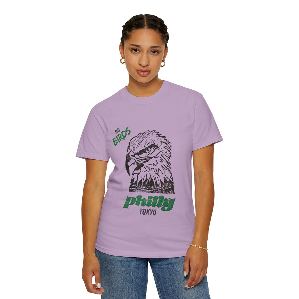 Nihonbashi PHILLY TOKYO Unisex Garment-Dyed T-Shirt - 'Go Birds' Design By NAO