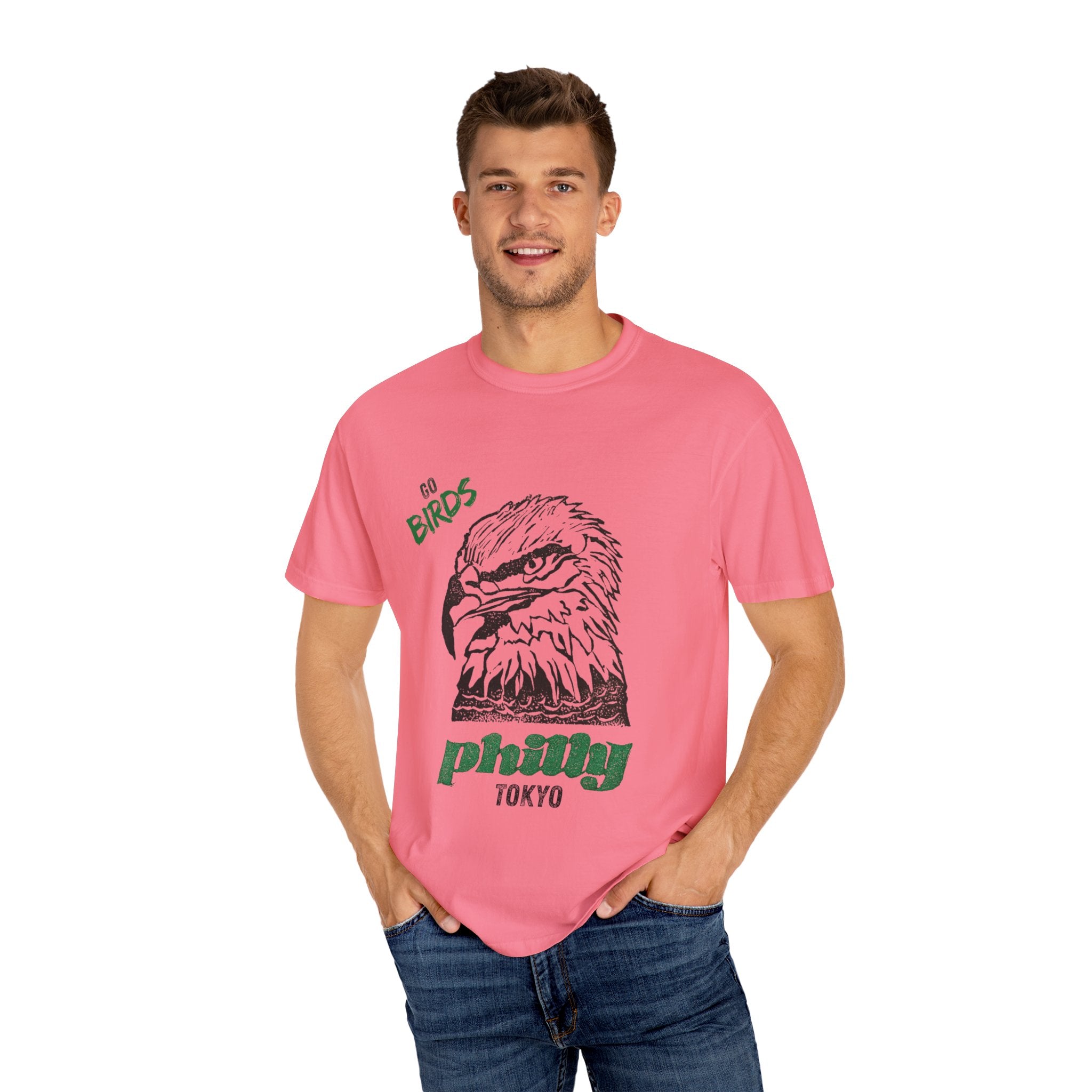 Nihonbashi PHILLY TOKYO Unisex Garment-Dyed T-Shirt - 'Go Birds' Design By NAO