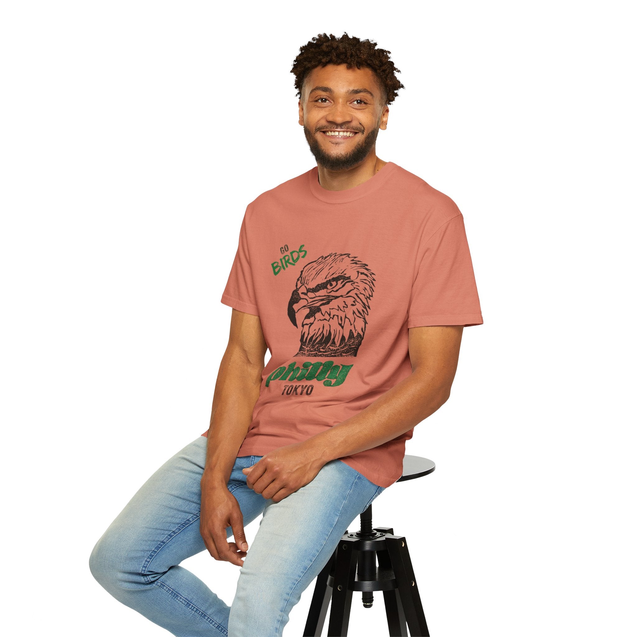 Nihonbashi PHILLY TOKYO Unisex Garment-Dyed T-Shirt - 'Go Birds' Design By NAO