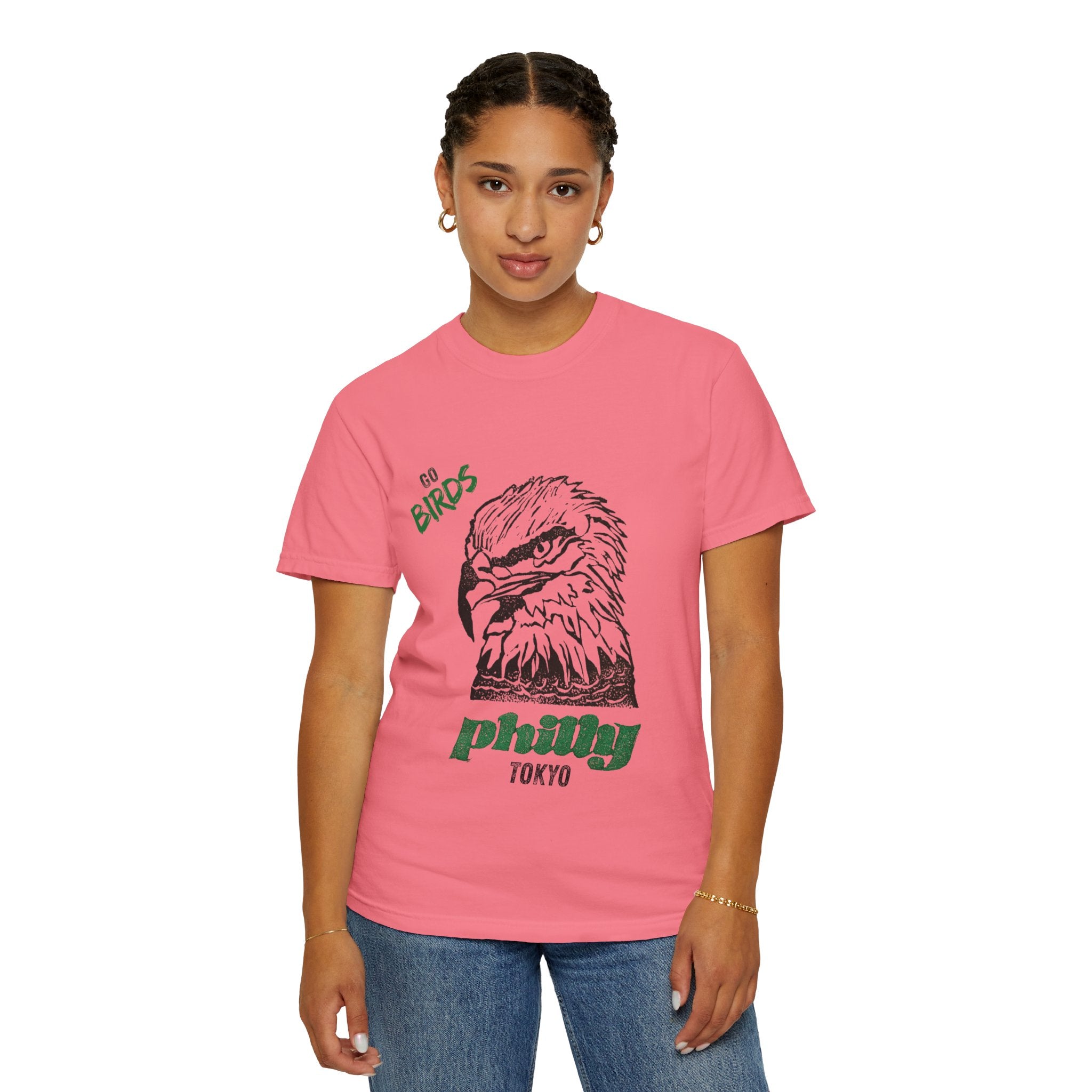 Nihonbashi PHILLY TOKYO Unisex Garment-Dyed T-Shirt - 'Go Birds' Design By NAO